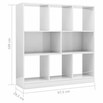 Boekenkast 97,5x29,5x100 cm spaanplaat hoogglans wit 8719883673387 6