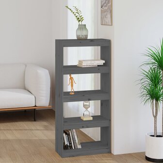 Boekenkast/kamerscherm 60x30x135,5 cm massief grenenhout grijs 8720286608708 1