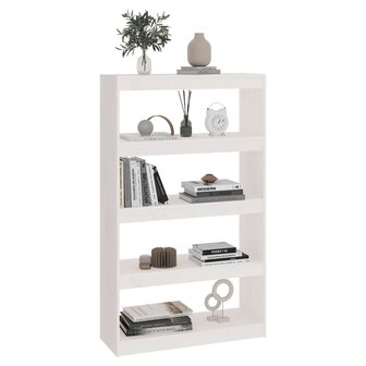 Boekenkast/kamerscherm 80x30x135,5 cm massief grenenhout wit 8720286608944 4