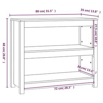 Boekenkast 80x35x68 cm massief grenenhout grijs 8720845556273 8