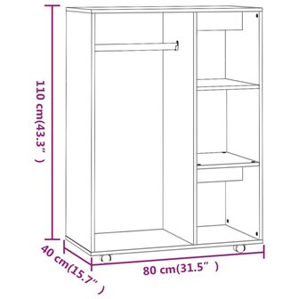 Kledingkast 80x40x110 cm bewerkt hout bruineikenkleurig 8720286956571 8