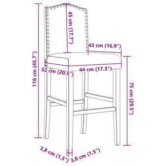 Barstoelen 2 st massief rubberhout en stof 8721012879522 10