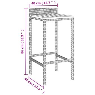 Barkrukken 4 st poly rattan en massief acaciahout zwart 8720845740160 8