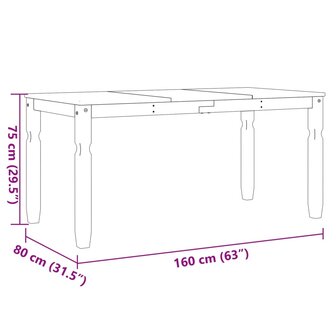 Eettafel Corona 160x80x75 cm massief grenenhout wit 8721012853003 8