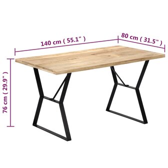 Eettafel 140x80x76 cm massief mangohout 8718475740438 6