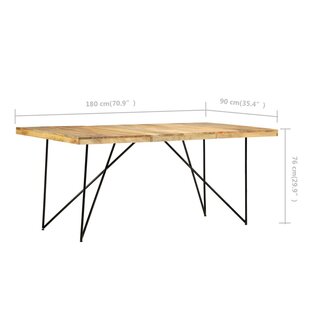 Eettafel 180x90x76 cm massief mangohout 8719883678795 6