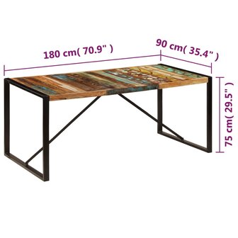 Eettafel 180x90x75 cm massief gerecycled hout 8719883551036 6