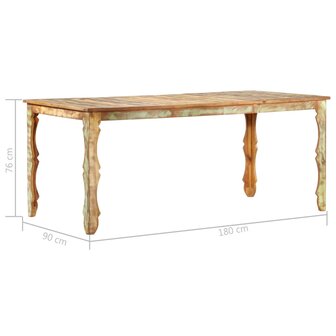 Eettafel 180x90x76 cm massief gerecycled hout 8719883802992 4