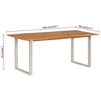 Eettafel 180x90x76 cm massief acaciahout 8719883802848 8