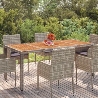 Tuintafel met houten blad 190x90x75 cm poly rattan grijs 8720845679682 1