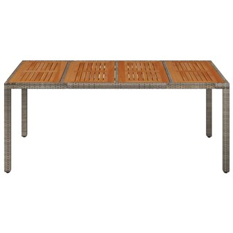 Tuintafel met houten blad 190x90x75 cm poly rattan grijs 8720845679682 3