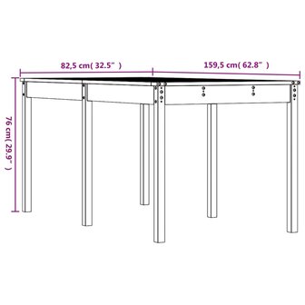 Tuintafel 159,5x82,5x76 cm massief grenenhout wit 8720845691073 8