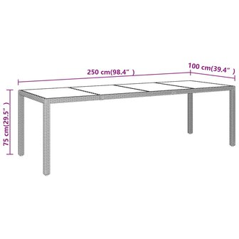 Tuintafel met glazen blad poly rattan beige 8720286089712 5