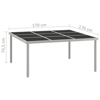 Tuintafel 170x170x74,5 cm glas en staal 8720286146224 5