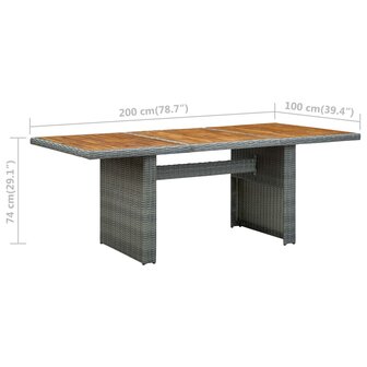 Tuintafel poly rattan en massief acaciahout lichtgrijs 8720286156209 6