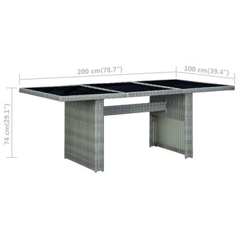 Tuintafel poly rattan en gehard glas lichtgrijs 8720286156193 5