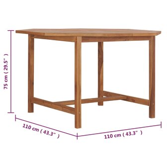 Tuintafel 110x110x75 cm massief teakhout 8720286817162 7