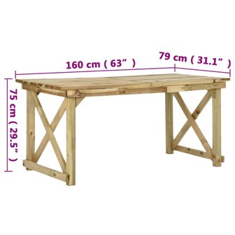 Tuintafel 160x79x75 cm hout 8718475712688 7