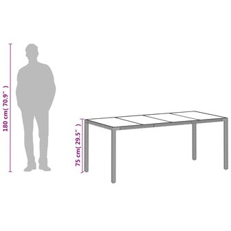 Tuintafel met glazen blad 190x90x75 cm poly rattan wit 8721012451438 12