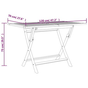 Tuintafel inklapbaar 120x70x75 cm massief teakhout grijs 8720845741976 8