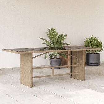 Tuintafel met glazen blad 190x80x74 cm poly rattan beige 8721012264076 1