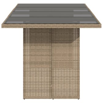 Tuintafel met glazen blad 190x80x74 cm poly rattan beige 8721012264076 4