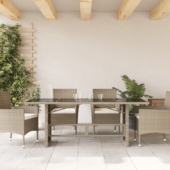 Tuintafel met glazen blad 190x80x74 cm poly rattan lichtgrijs 8721012264083 3