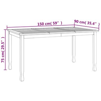 Tuintafel 150x90x75 cm massief teakhout 8720286602867 7