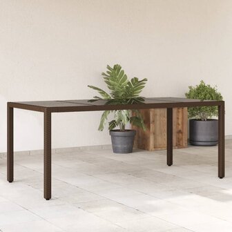 Tuintafel met glazen blad 190x90x75 cm poly rattan bruin 8721012332904 1