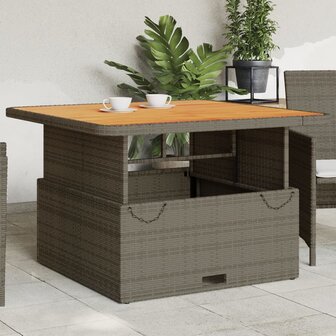 Tuintafel 110x110x71 cm poly rattan en acaciahout grijs 8721012449466 1