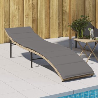 Ligbed met kussen 55x199x50 cm poly rattan beige 8721012450660 1