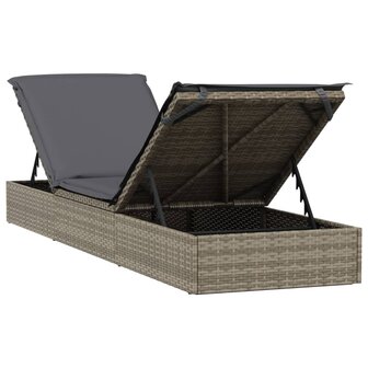 Ligbed met kussen 1 st 201x55x62 cm poly rattan grijs 8720845670627 8