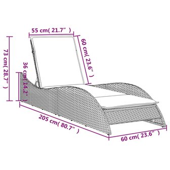 Ligbed met kussen 60x205x73 cm poly rattan beige 8721012449060 9