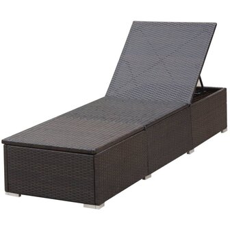 Ligbed met kussen poly rattan bruin 8718475613947 6