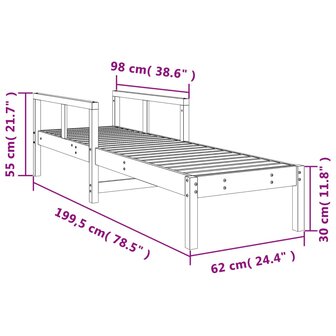 Ligstoel 199,5x62x55 cm massief grenenhout wit 8721012456778 10