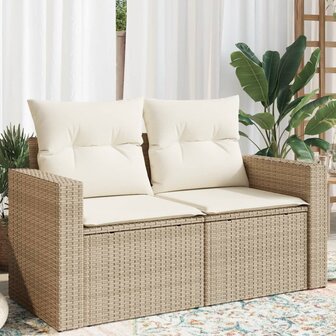 Tuinbank 2-zits met kussens poly rattan beige 8721012334632 1