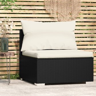 Tuinmiddenbank met kussens poly rattan zwart 8720286697535 1