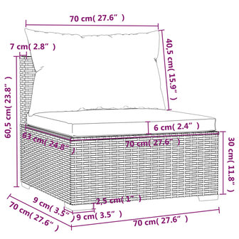 Tuinmiddenbank met kussens poly rattan grijs 8720286698303 7