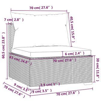 Tuinmiddenbank met kussens poly rattan zwart 8720286697863 7