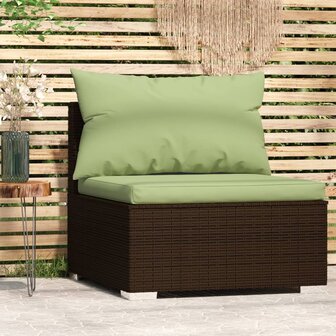 Tuinmiddenbank met kussens poly rattan bruin 8720286698198 1