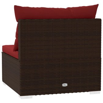 Tuinmiddenbank met kussens poly rattan bruin 8720286698082 5