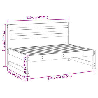 Tuinmiddenbank 120x80 cm massief grenenhout grijs 8720845807474 7