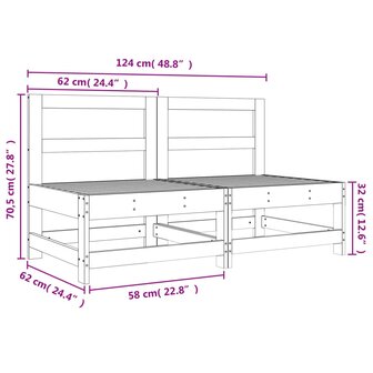 Tuinmiddenbanken 2 st massief grenenhout grijs 8720845806705 8