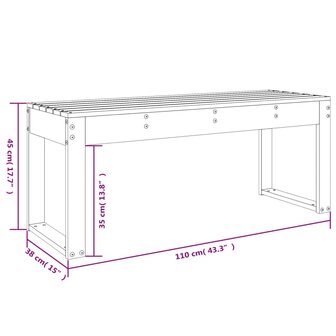 Tuinbank 110x38x45 cm massief grenenhout zwart 8720845808631 8