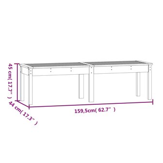 Tuinbank 2-zits 159,5x44x45 cm massief grenenhout 8720845691363 8