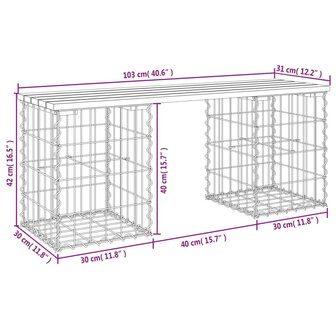 Tuinbank Schanskorfontwerp 103x31x42 cm massief grenenhout 8720845445942 8