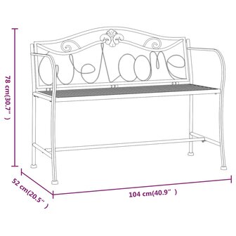 Tuinbank 2-zits 104 cm staal zwart 8720286838006 7