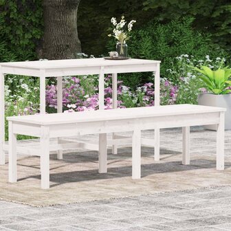 Tuinbank 2-zits 159,5x44x45 cm massief grenenhout wit 8720845691370 3