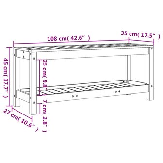 Tuinbank 108x35x45 cm massief grenenhout wit 8720845433895 9