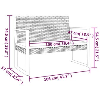 Tuinbank met kussens 106 cm poly rattan zwart 8720845730178 7